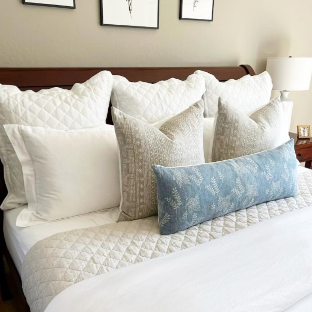 Pottery Barn two pillow cases floral and quilted. Mix and match